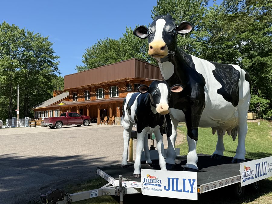 Jilbert Dairy ice cream display cows outside Midway General Store
