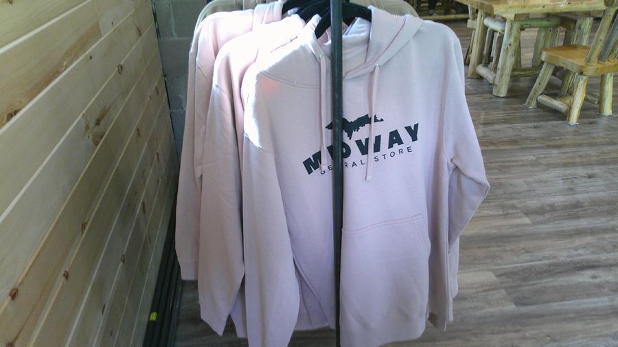 Midway General Store branded pink hoodie